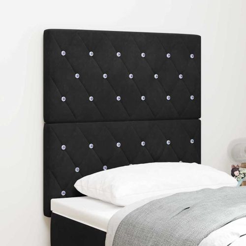 LED глава с LED ленти с таблото Черен 80 cm Кадифе
