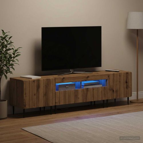 5 части LED ТВ шкаф Дъб артизан Инженерна дървесина