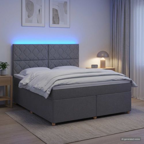 Континентално легло с матрак Светлосиво 140 x 190 cm Текстил