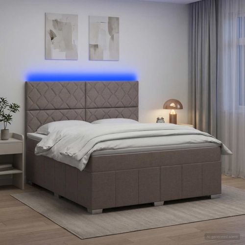 LED легло с матрак с LED ленти Таупе 140 x 200 cm Текстил