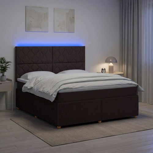 LED легло с матрак с LED ленти Тъмен кафяв 140 x 190 cm Текстил