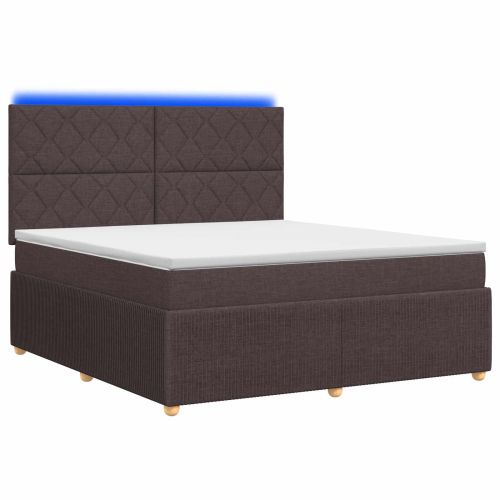 LED легло с матрак с LED ленти Тъмен кафяв 140 x 190 cm Текстил