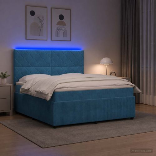 LED легло с матрак с LED ленти Синьо 140 x 200 cm Кадифе