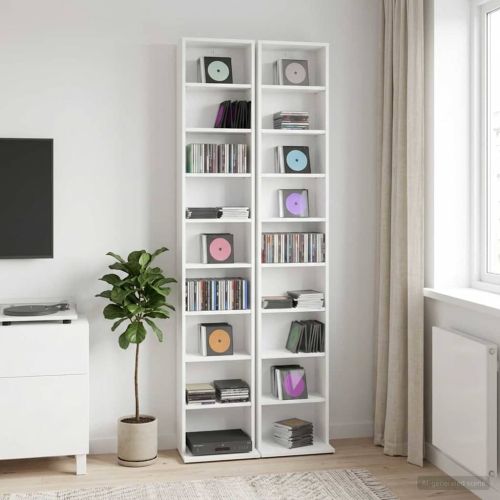 Кабинет за CD 2 бр. Бяло 33 x 23,5 x 175 см Инженерна дървесина