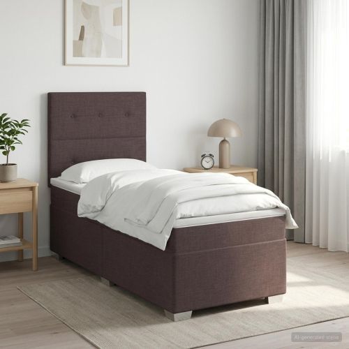 Континентално легло с матрак Тъмен кафяв 100 x 200 cm Текстил
