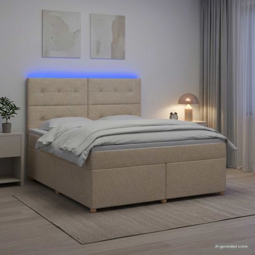 Континентално легло с матрак Кремаво 160 x 200 cm Текстил