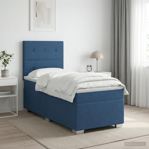 Континентално легло с матрак Синьо 90 x 190 cm Текстил