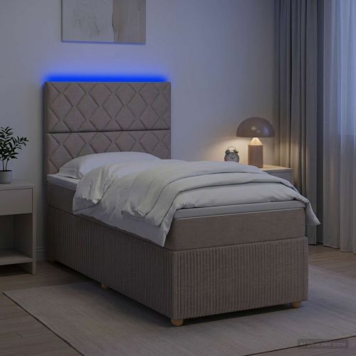 LED легло с матрак с LED ленти Таупе 80 x 200 cm Текстил