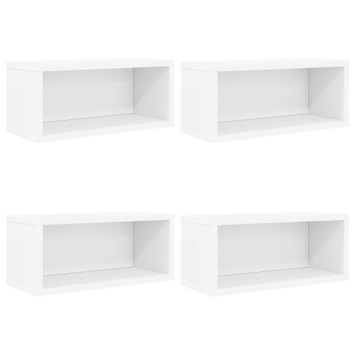 Рафтове за CDs 4 бр. Бяло 40 x 17 x 17 см Инженерна дървесина