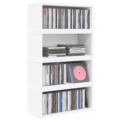 Рафтове за CDs 4 бр. Бяло 40 x 17 x 17 см Инженерна дървесина