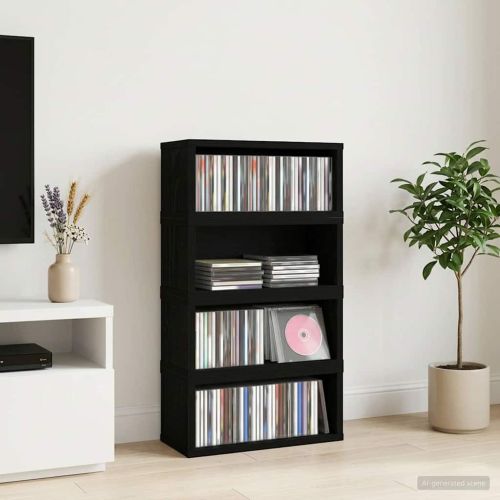 Рафтове за CDs 4 бр. Черен дъб 40 x 17 x 17 см