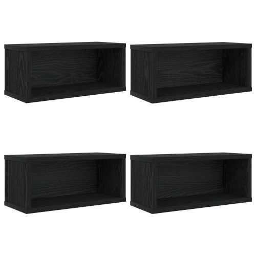 Рафтове за CDs 4 бр. Черен дъб 40 x 17 x 17 см