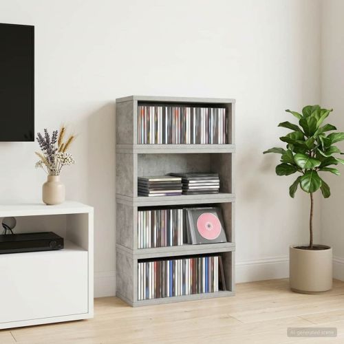 Рафтове за CDs 4 бр. Бетонно сиво 40 x 17 x 17 см