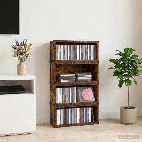 Рафтове за CDs 4 бр. Опушен дъб 40 x 17 x 17 см