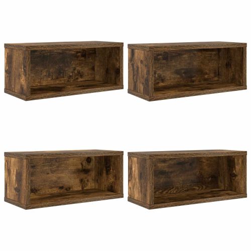 Рафтове за CDs 4 бр. Опушен дъб 40 x 17 x 17 см