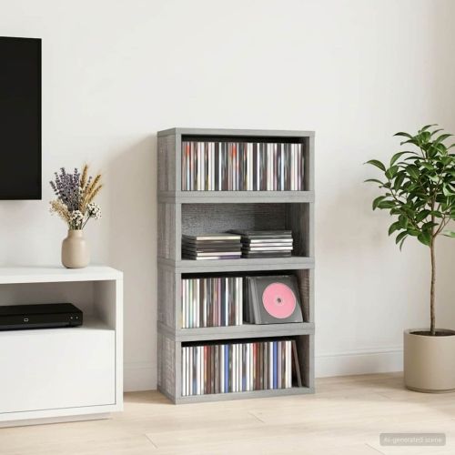 Рафтове за CDs 4 бр. Сив Сонома 40 x 17 x 17 см