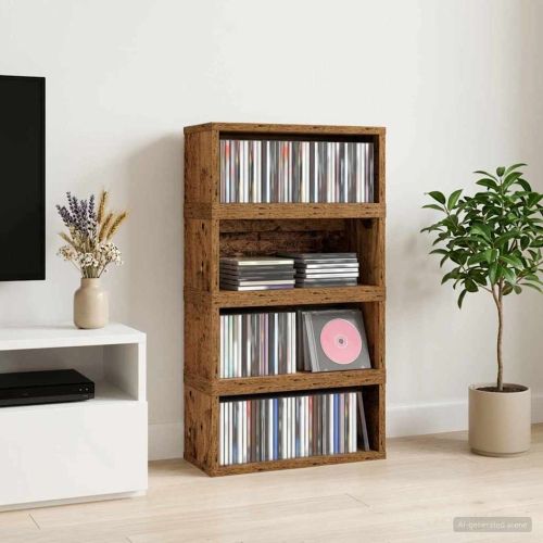 Рафтове за CDs 4 бр. Старо дърво 40 x 17 x 17 см