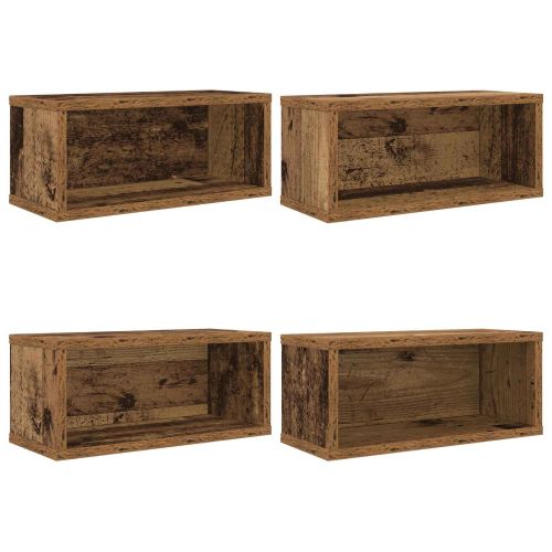 Рафтове за CDs 4 бр. Старо дърво 40 x 17 x 17 см
