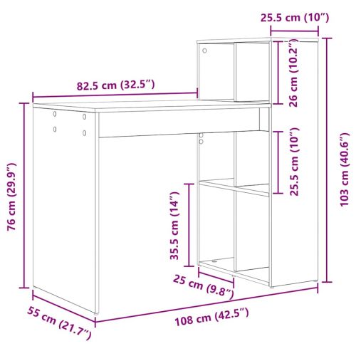 Бюро Дъб Инженерна дървесина 108 x 55 x 103.5 см