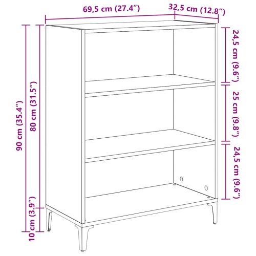 Служебен шкаф Дъб 69,5 x 32,5 x 90 см Инженерна дървесина