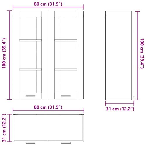 Висящ шкаф Дъб 80 x 31 x 100 см Инженерна дървесина