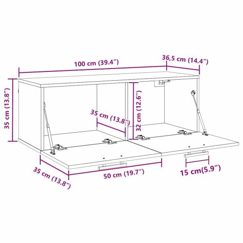 Стенен шкаф 100 x 36.5 x 35 cm Инженерна дървесина Черен дъб