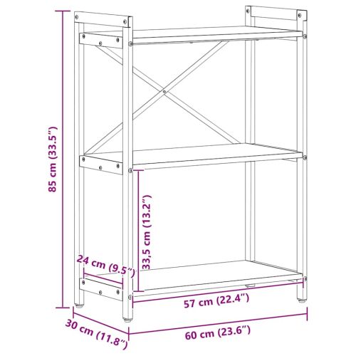 Рафт за книги 60 x 30 x 85 cm Инженерна дървесина Сонома дъб