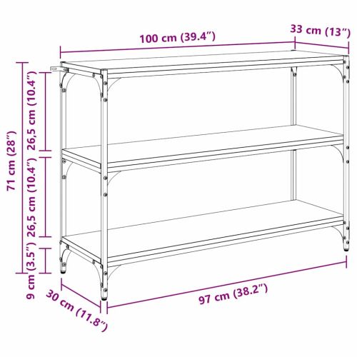 Шкаф за книги Черен дъб 100 x 33 x 70,5 см