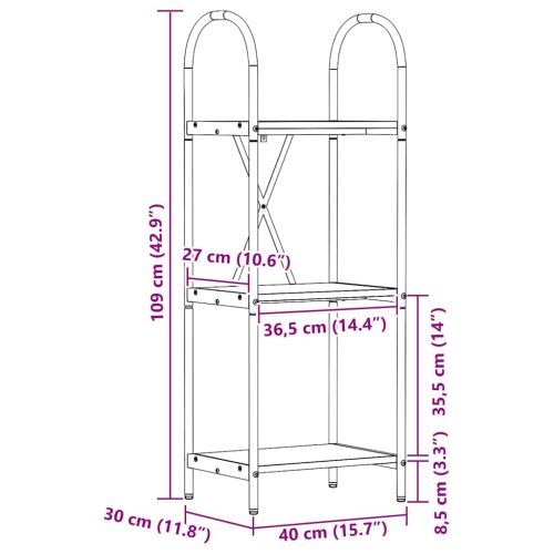 Рафт за книги 3 нива 40 x 30 x 109 см Инженерна дървесина