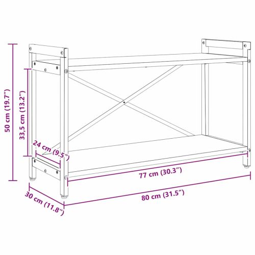 Рафт за книги 80 x 30 x 50 см Инженерна дървесина Сив сонома