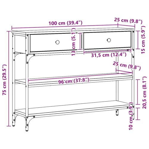 Конзолна маса Дъб 100 x 25 x 75 см Инженерна дървесина