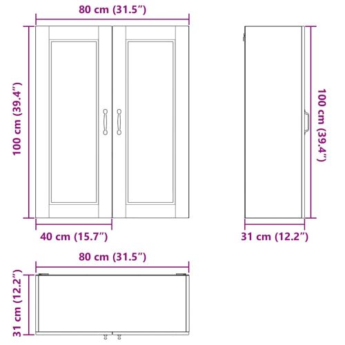 Стенен шкаф PORTO Кафяв дъб 80 x 31 x 100 см