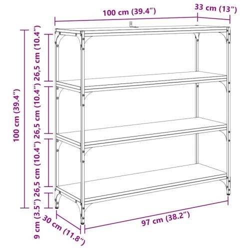 Шкаф за книги Черния дъб 100 x 33 x 100 см