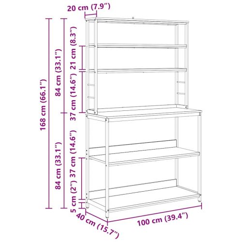 Кухненски рафт 5 нива 100 x 40 x 168 см Инженерна дървесина