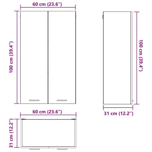 Висящ шкаф Дъб 60 x 31 x 100 см Инженерна дървесина