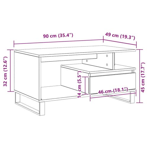 Масичка за кафе Черния дъб 90 x 49 x 45 см Инженерна дървесина