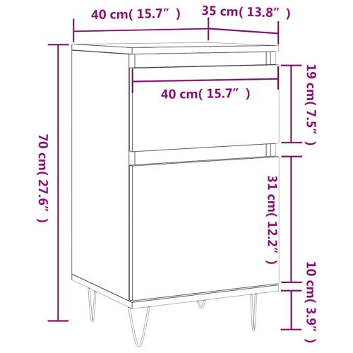 Бюфет опушен дъб 40x35x70 см инженерно дърво