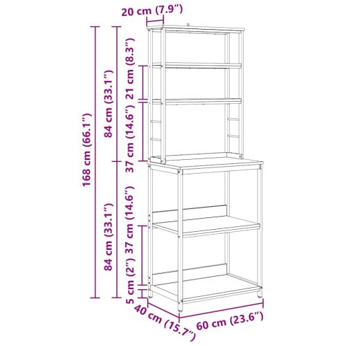 Кухненски рафт 5 нива 60 x 40 x 168 см Инженерна дървесина