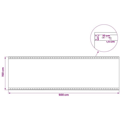 Брезенти тип Лено, 2 бр, 260 г/м², 1,5x5 м, бели