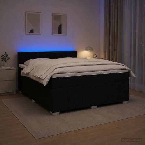 Континентално легло с матрак Черно 160 x 200 cm Текстил