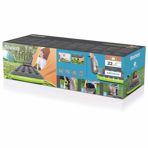Bestway Въздушен матрак 1-местен 188 x 99 x 22 cm Сив и зелен