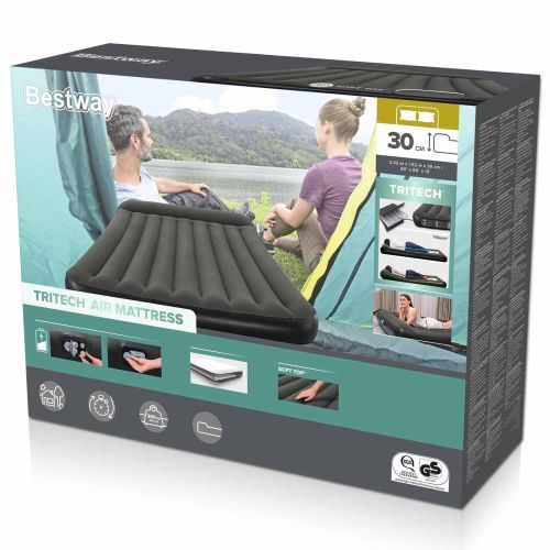 Bestway Въздушен матрак 2 души 203 x 152 x 22 cm Черно