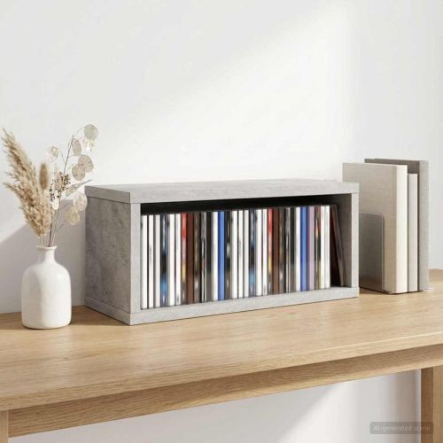 Рафтове за CDs Бетонно сиво 40 x 17 x 17 см Инженерна дървесина