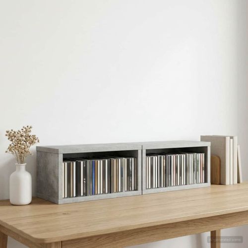 Рафтове за CDs 2 бр. Бетонно сиво 40 x 17 x 17 см