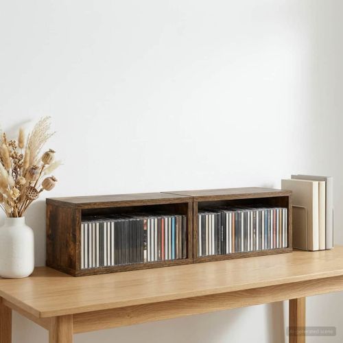 Рафтове за CDs 2 бр. Опушен дъб 40 x 17 x 17 см