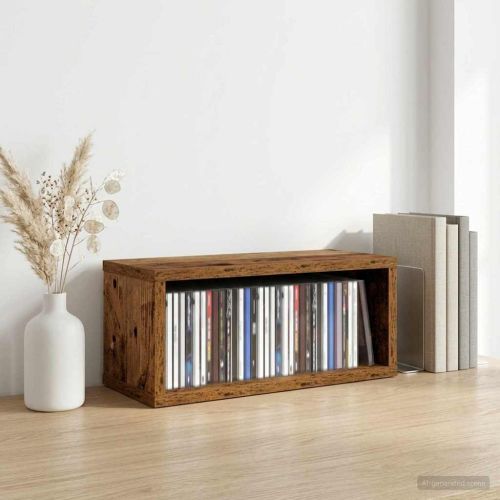Рафтове за CDs Старо дърво 40 x 17 x 17 см Инженерна дървесина