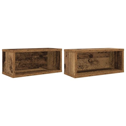 Рафтове за CDs 2 бр. Старо дърво 40 x 17 x 17 см