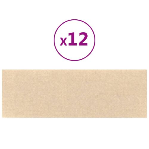 Стенно табло за легло 12 бр. 90 x 30 cm Крем текстил