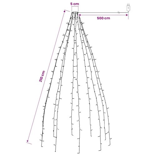 Коледни лампички за елха тип мрежа, 210 LED, сини, 210 см