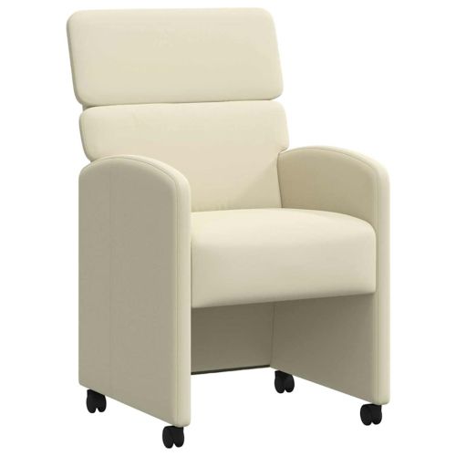 Столове с Колела 2 бр. Изкуствена Крем 58 x 65 x 98 см